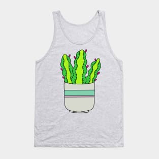 Cute Cactus Design #201: Flowering Succulent In Shabby Chic Pot Tank Top